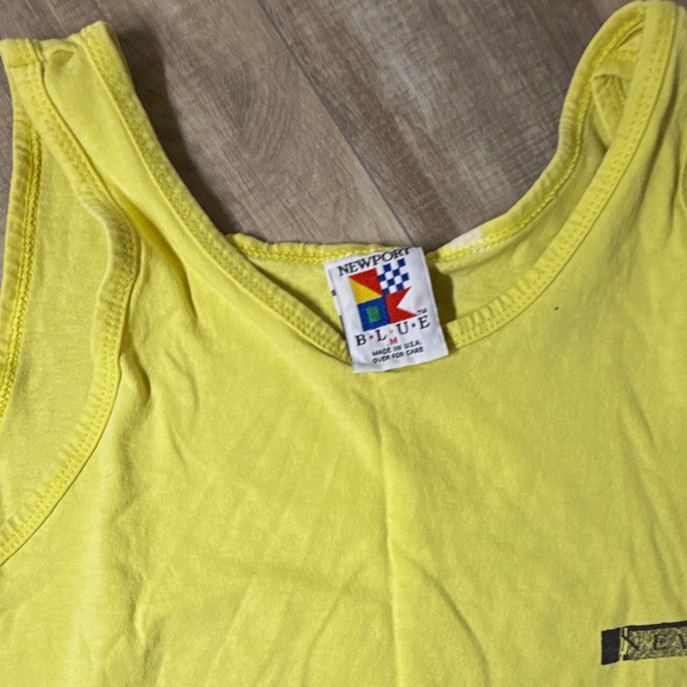 Newport Blue Men's Yellow Boat Graphic Print Tank Top Cotton Knit Logo One Size